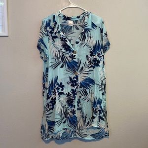 Blue leafy beach cover up size XL